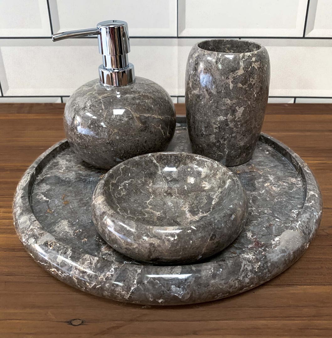 Polished Grey Marble Set