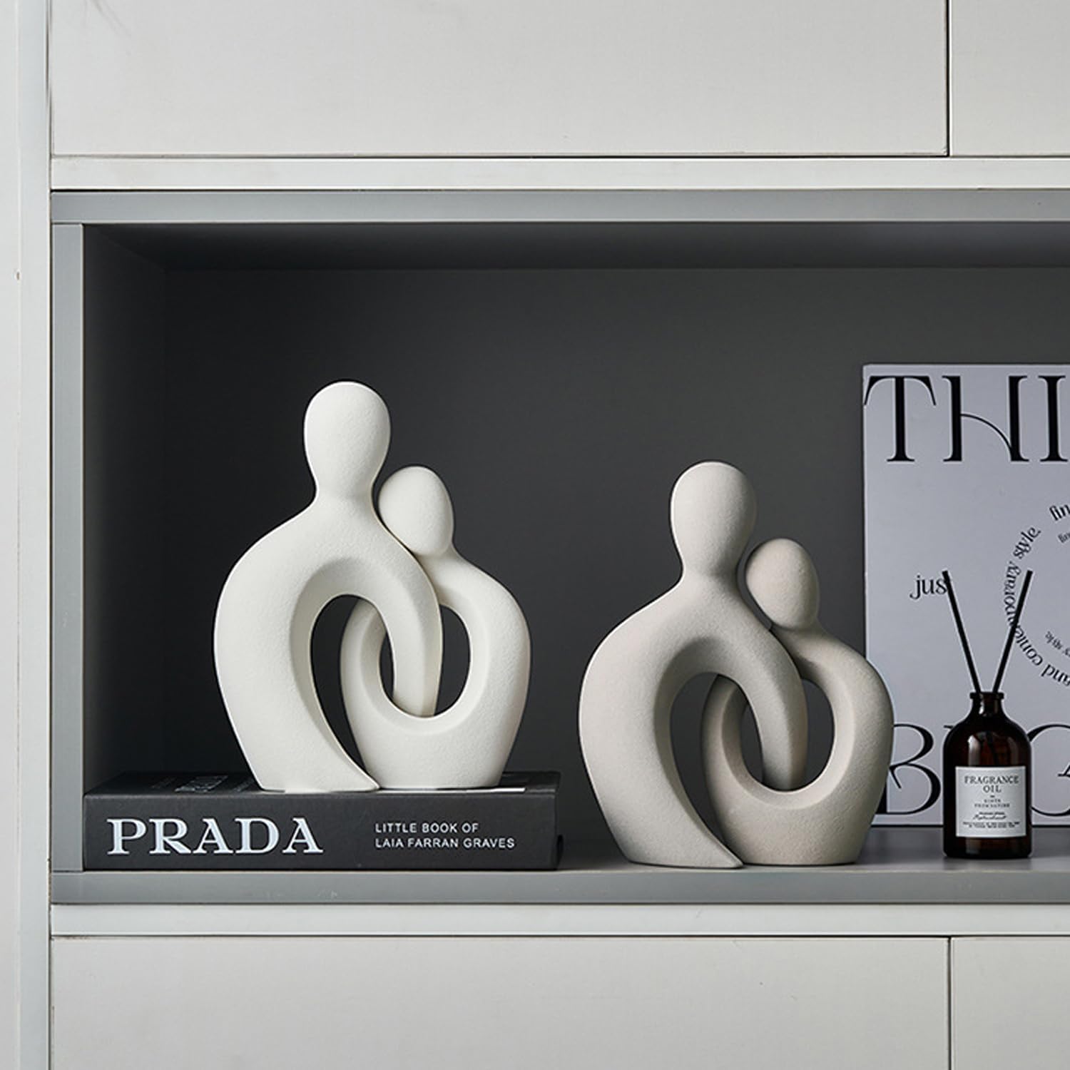 Romantic White Ceramic Couple Sculpture